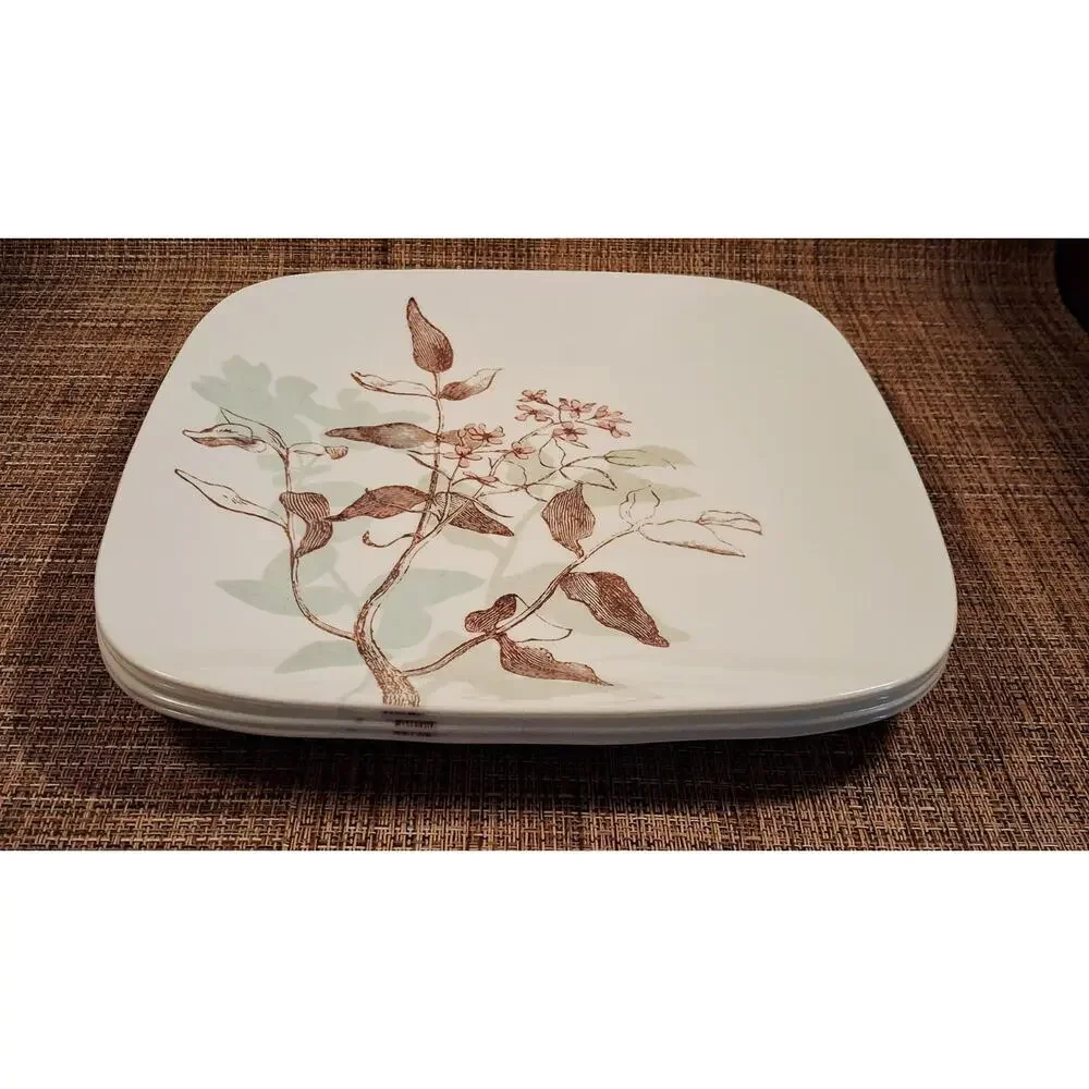 Corelle by Corning TWILIGHT GROVE Set of 4 Square Dinner Plates 10.5